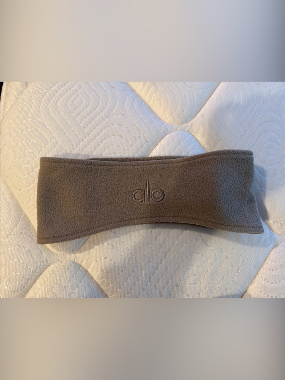 ALO Yoga Taupe Fleece Headband with Embroidered Logo